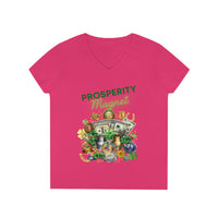 Prosperity Manifestation Tee: Attracting Wealth & Well-being. Ladies' V-Neck T-Shirt