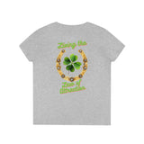 Prosperity Manifestation Tee: Attracting Wealth & Well-being. Ladies' V-Neck T-Shirt