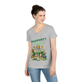 Prosperity Manifestation Tee: Attracting Wealth & Well-being. Ladies' V-Neck T-Shirt