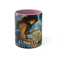 Cosmic Harmony Zodiac Mug Collection - Aquarius. Accent Coffee Mug, 11oz