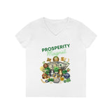 Prosperity Manifestation Tee: Attracting Wealth & Well-being. Ladies' V-Neck T-Shirt