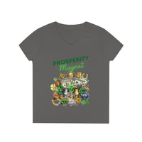 Prosperity Manifestation Tee: Attracting Wealth & Well-being. Ladies' V-Neck T-Shirt