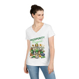 Prosperity Manifestation Tee: Attracting Wealth & Well-being. Ladies' V-Neck T-Shirt