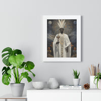 Obbatala's Celestial Reverence: A Sacred Spiritual Art Framed Vertical Poster