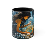 Cosmic Harmony Zodiac Mug Collection - Aquarius. Accent Coffee Mug, 11oz