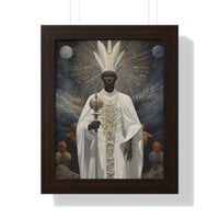 Obbatala's Celestial Reverence: A Sacred Spiritual Art Framed Vertical Poster