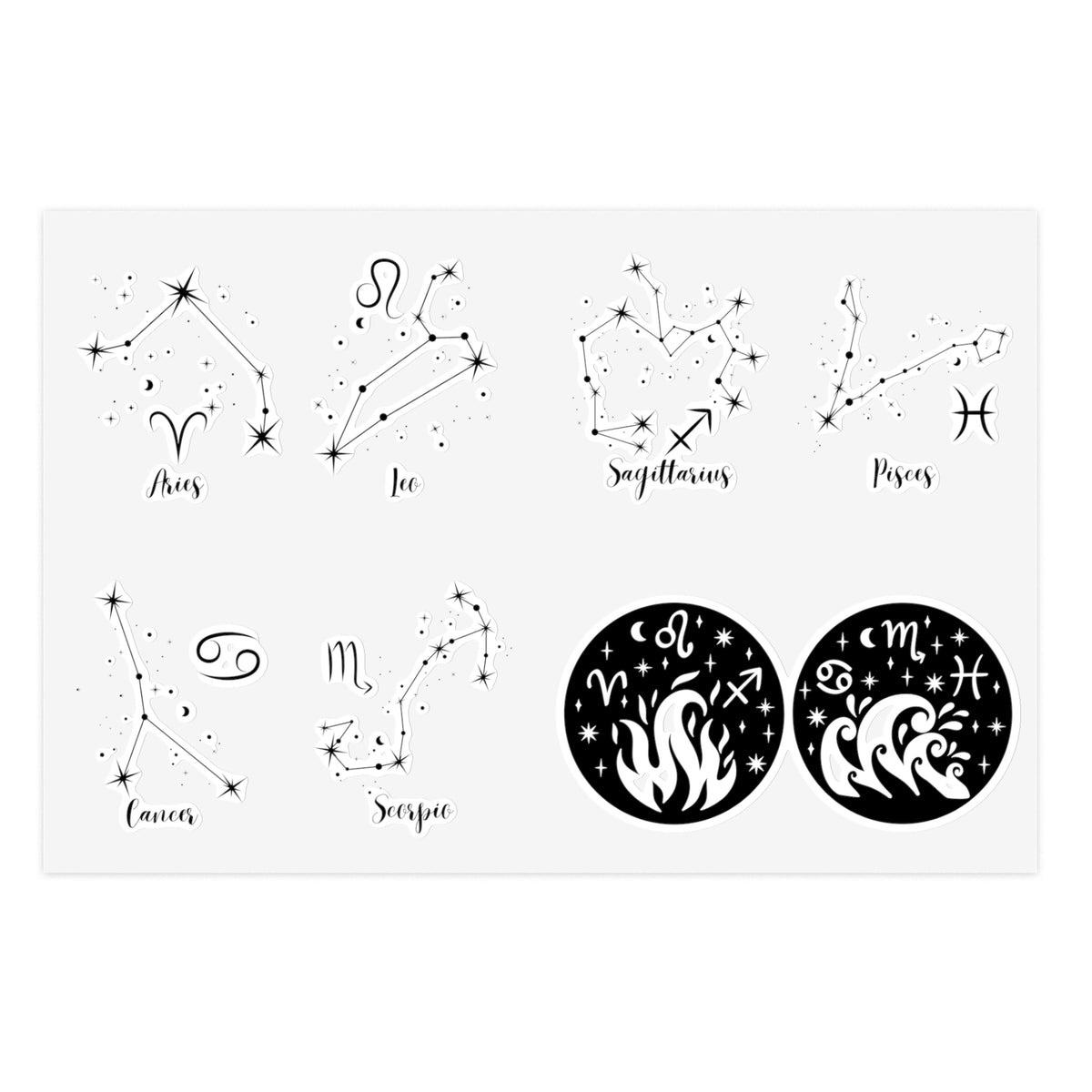 Enlighten Sticker Sheets - Opposite Elements Zodiac Signs. Sticker She ...