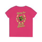 Prosperity Manifestation Tee: Attracting Wealth & Well-being. Ladies' V-Neck T-Shirt