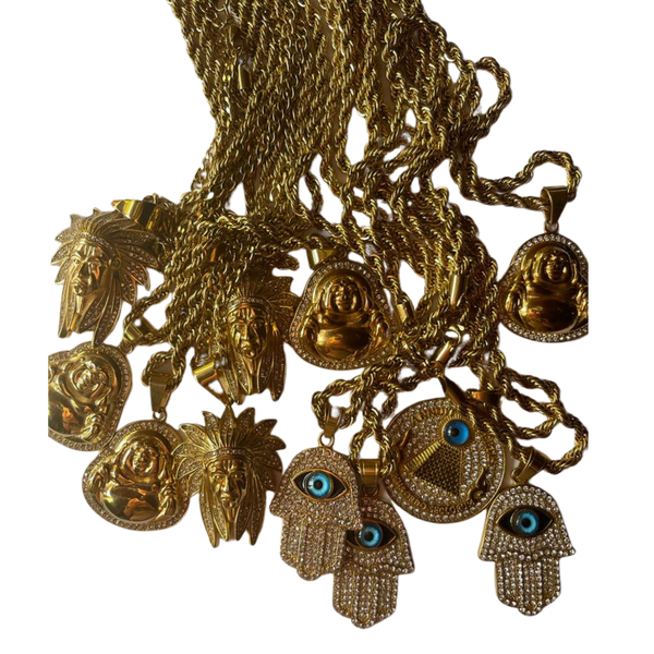 Botanica La Luz Divina Bold Gold-Plated Charm Necklaces: Large Symbols for Grand Spiritual Statements