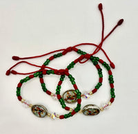 Braided Red and Green Saint Michael Bracelet