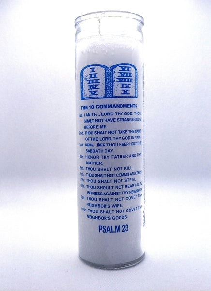 PSalm 23  ( Salmo 23 )  White ( Blanco ) Candle